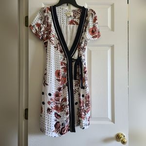 Anthropologie Maeve Aubrey Floral Polka Dot Wrap Dress